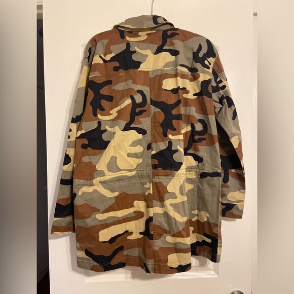 NWT outerknown camo utility jacket camouflage print Sz L linen blend cotton - Picture 12 of 13